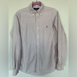 Ralph Lauren Men's Classics-Fit Cotton Oxford Shirt Purple Striped Size Small
